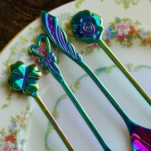 Rainbow Demitasse Spoons - Coffee/Dessert Spoon Set - Picture 2 of 12